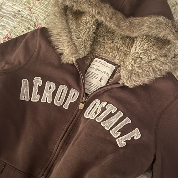 Aeropostale Brown Jacket with Faux Fur Trim - Picture 2 of 4